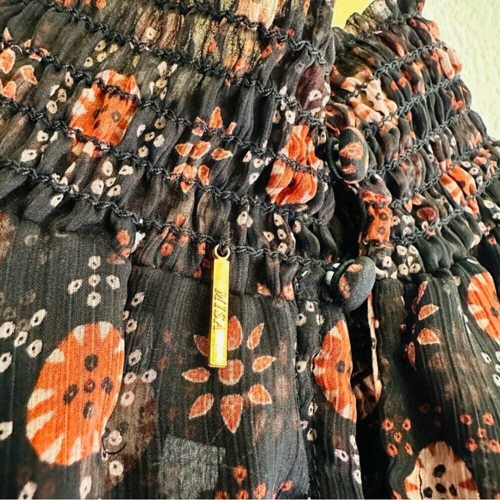 Misa los Angeles Black and Pink Asymmetrical Tie Front Sundress Size XS - Picture 9 of 11